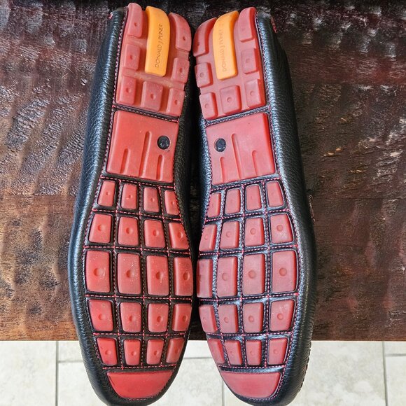 Donald Pliner Men's Soft Leather Horsebit Loafers, Black/Red, Sz 12 - Picture 7 of 16